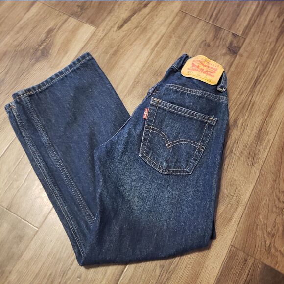 Levis 505 Dark Denim Jeans Kids Sz 8 Reg 24x22 - Picture 1 of 6